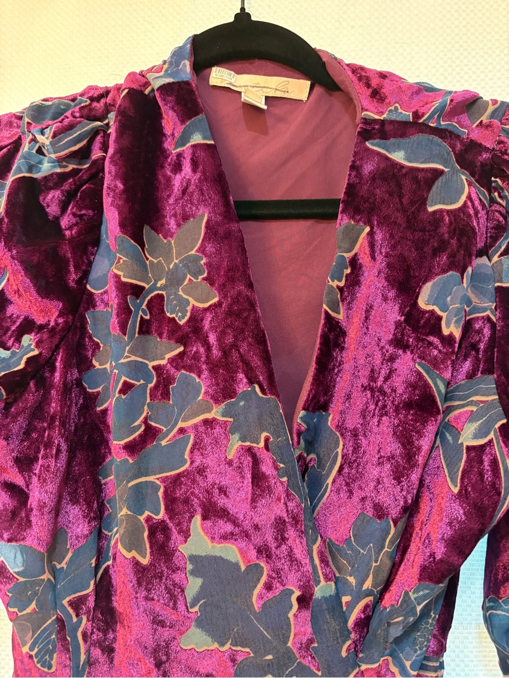 Hutch Plum Velvet Floral High-Low Wrap Dress - Picture 2 of 3